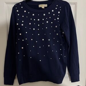 Michael Kors Navy Sweatshirt with Silver Studs